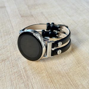 Bracelet de montre Galaxy en cuir, bracelet double noir mince Ultra 8/7/6/5 image 4
