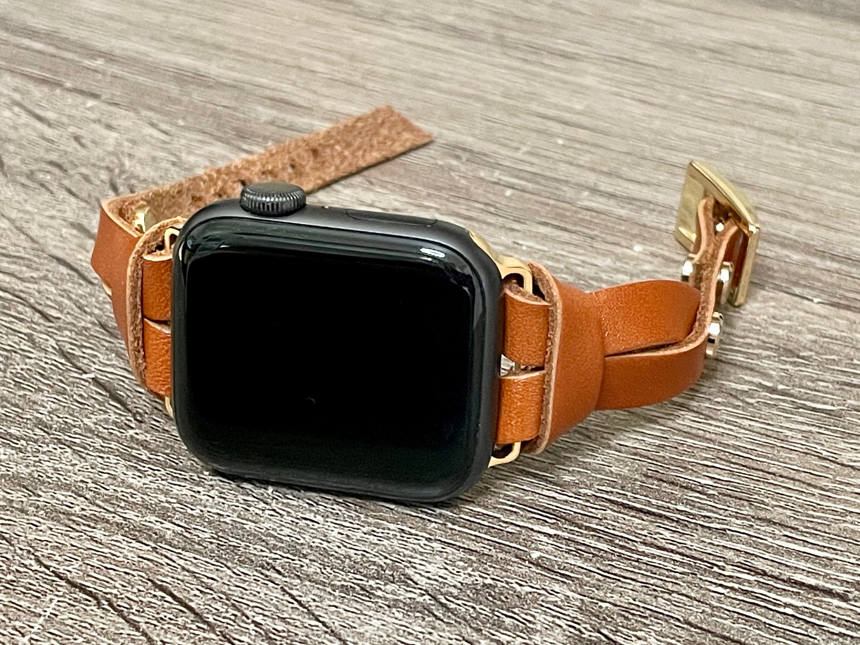 Slim Leather Apple Watch Strap Band 40mm 41mm 38mm 42mm 44mm 45mm