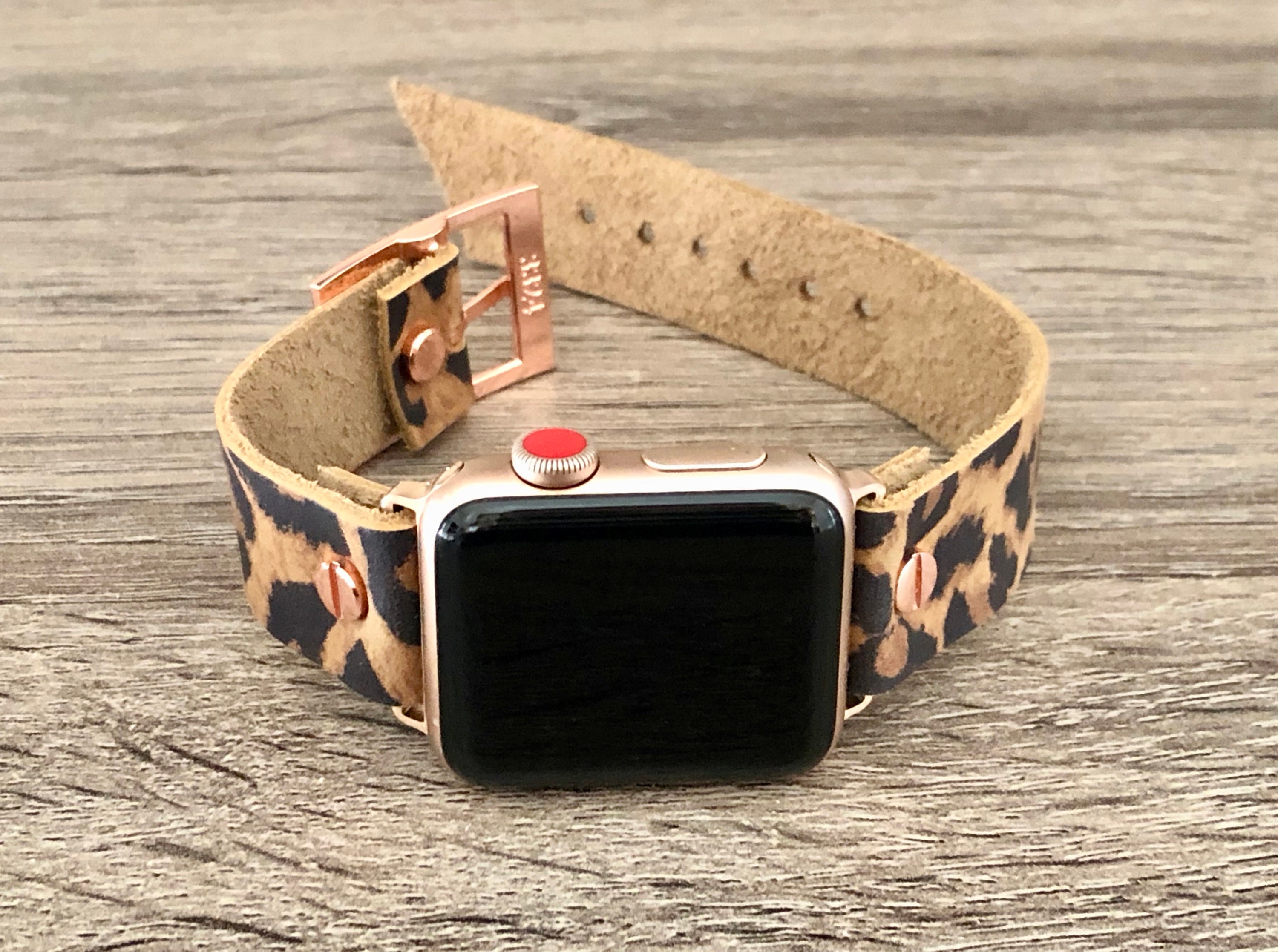 Business Casual Leopard Print Leather Apple Watch Strap Bracelet