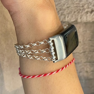 Luxury Fitbit Charge 6 Band 925 Sterling Silver Chain Bracelet Jewelry, Women Fitbit Charge 6 Strap, Chic Replacement For Your Rubber Bands