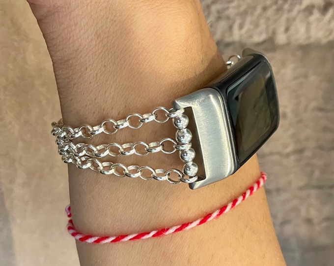 Luxury Fitbit Charge 6 Band 925 Sterling Silver Chain Bracelet Jewelry, Women Fitbit Charge 6 Strap, Chic Replacement For Your Rubber Bands