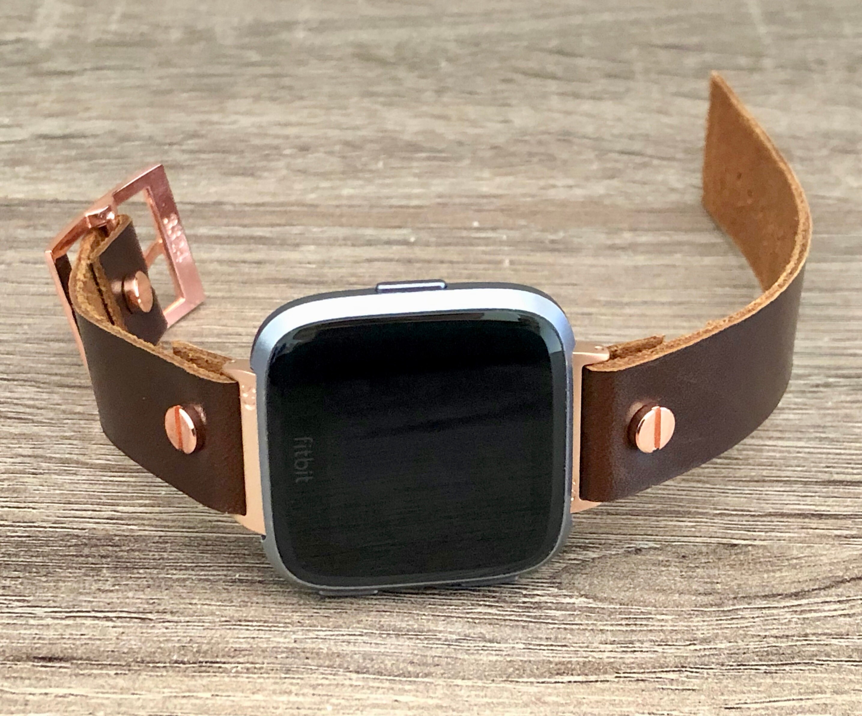 Fitbit Versa 2 Band Rose Gold Fitbit Versa Lite Watch Adjustable Chocolate Brown Leather Fitbit
