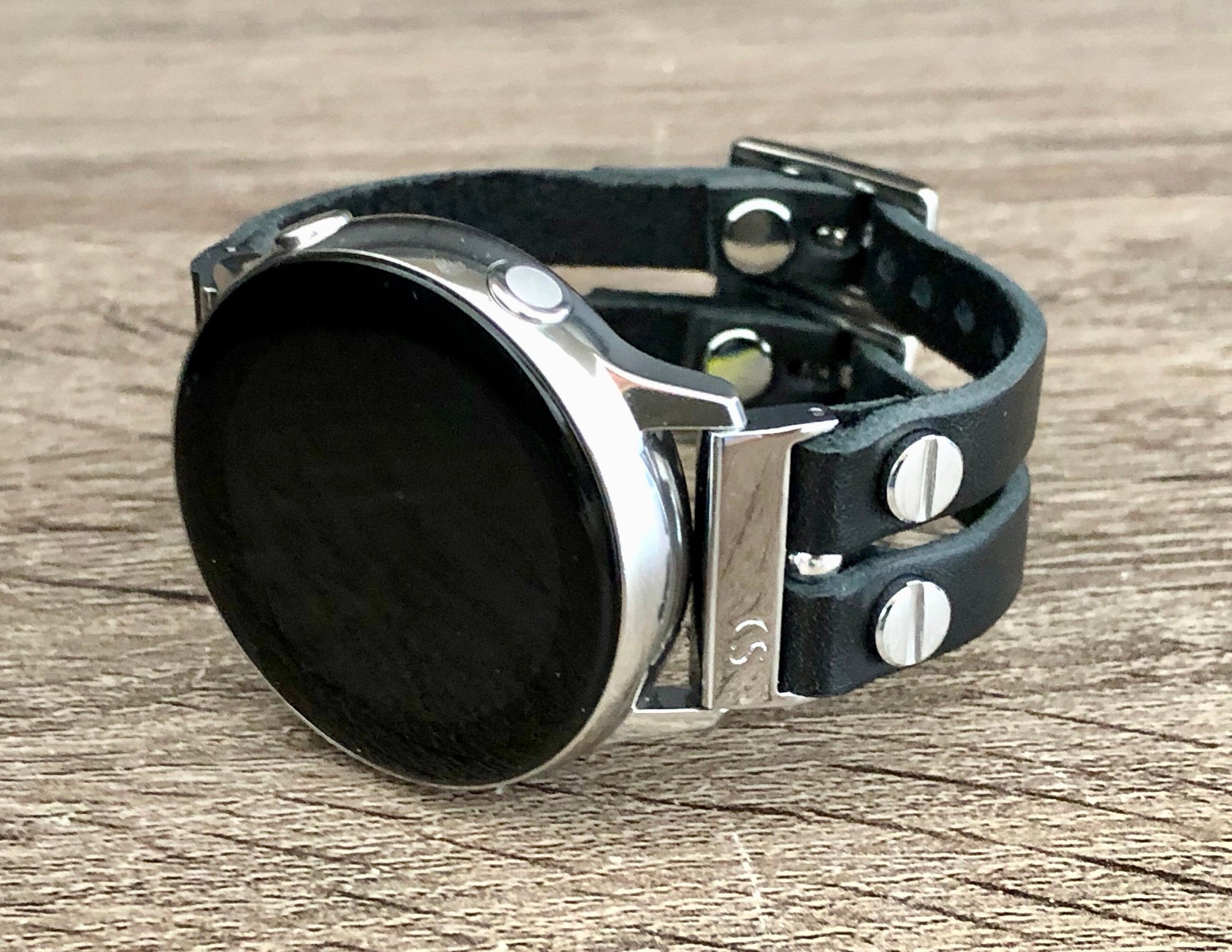 Samsung Galaxy Active 2 Band 40mm 44mm Samsung Galaxy Watch 42mm Bracelet Black Leather & Silver