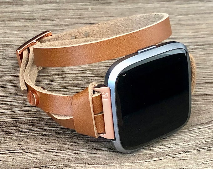 Fitbit Versa 2 Band Women Double Wrap Fitbit Versa 2 Bracelet Adjustable Size Rose Gold & Bronze Leather Fitbit Versa Lite Band Wristband