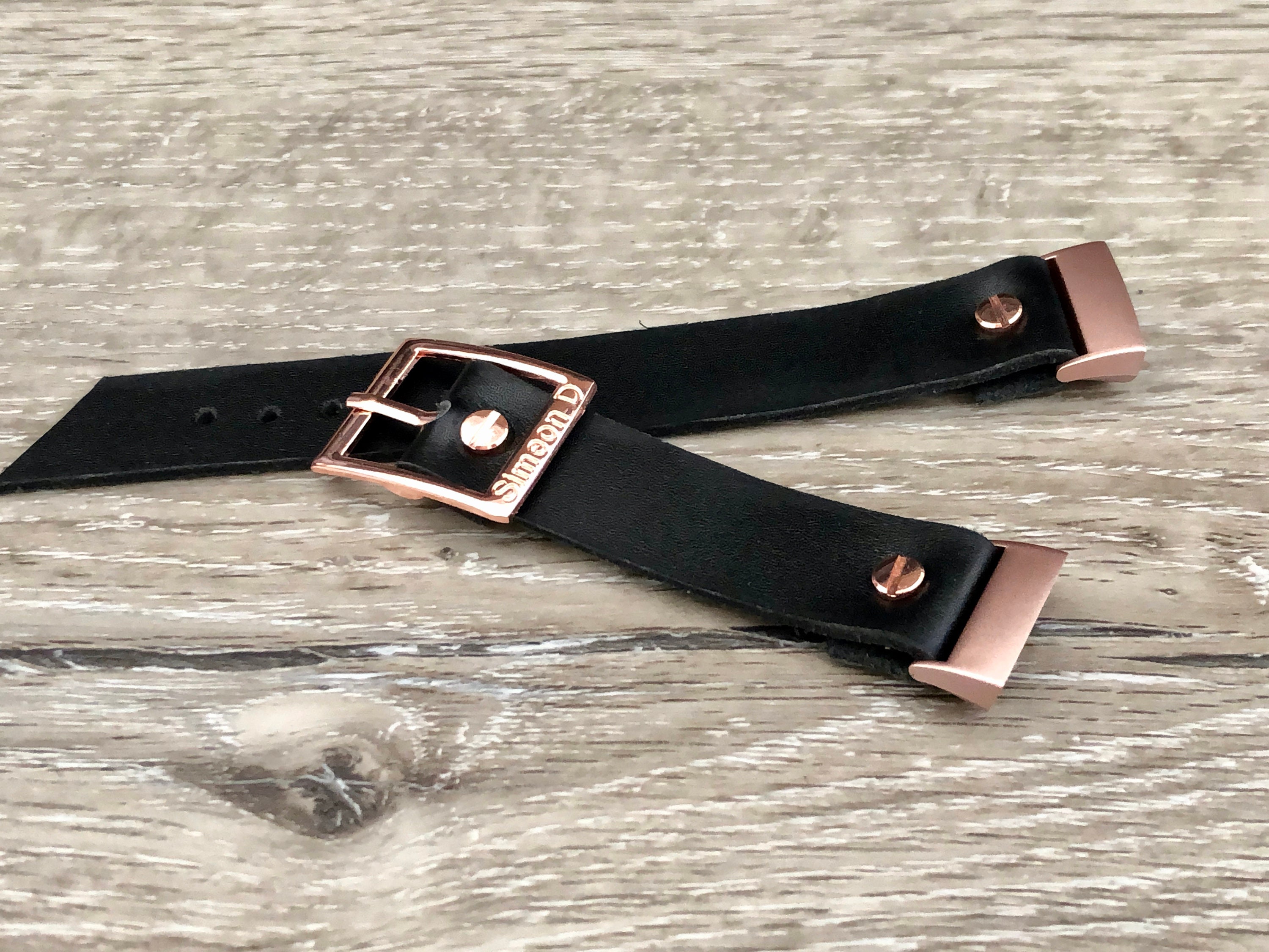 Rose Gold Fitbit Charge 3 Band Black Leather Bracelet Women Style Fitbit Wristband High Quality