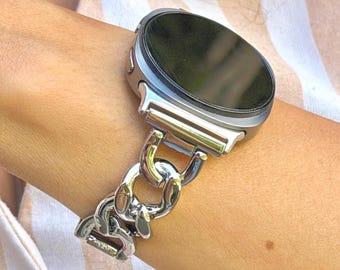 Silver Galaxy Watch Band Ultra 9/8 Ultra 3/2 Charm Bracelet, Adjustable Links Strap