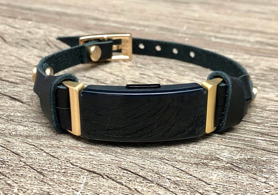 Gold & Black Fitbit Inspire 2 Band Slim Fitbit Inspire 2 Strap Bracelet  Genuine Leather Adjustable Size Fitbit Inspire 2 Jewelry Wristband 