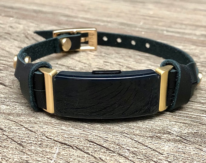 Gold & Black Fitbit Inspire 2 Band Slim Fitbit Inspire 2 Strap Bracelet Genuine Leather Adjustable Size Fitbit Inspire 2 Jewelry Wristband