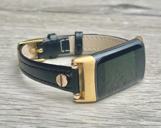 Slim Leather Fitbit Charge 6 Band Women Strap Bracelet