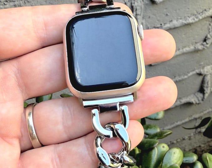 Silver Apple Watch Band 42mm 46mm 49mm North Star Charm Bracelet Adjustable Metal Strap