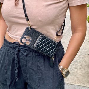 Crossbody Schultergurt Leder iPhone Hülle für 16 Pro 15 Plus 14 Max 13, 12 - Personalisierte Handyhülle, iPhone Portemonnaie mit Reißverschluss
