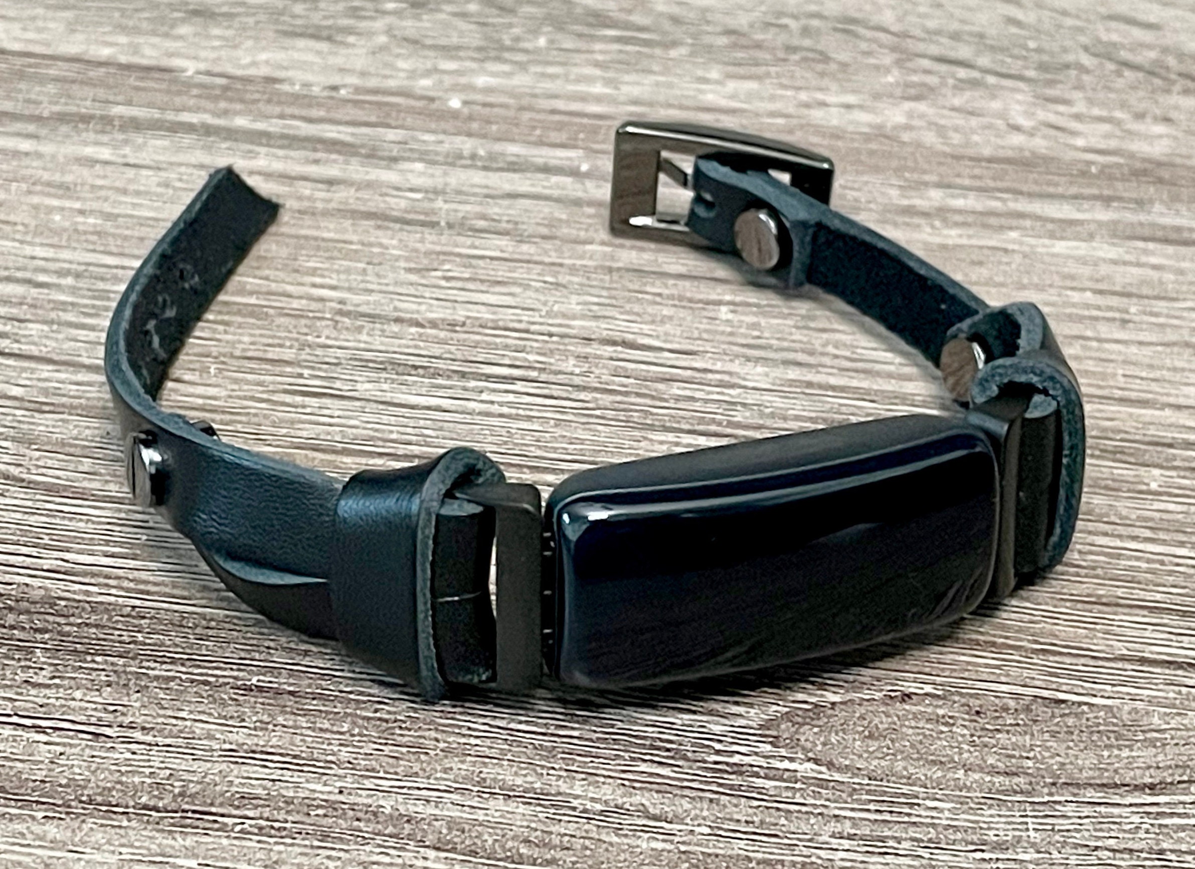 Fitbit Inspire 2 Band Black Leather Fitbit Inspire 2 Bracelet Slim Leather Strap Adjustable