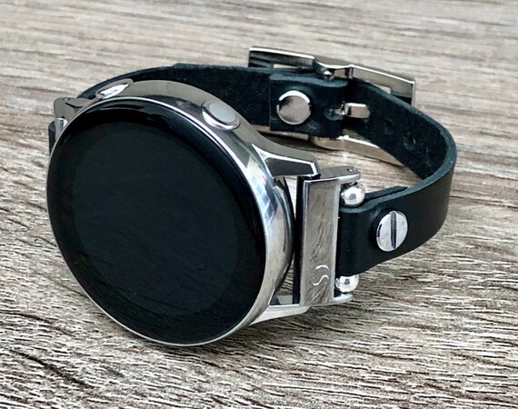 Samsung Galaxy Watch 4 Band 40mm 44mm Pulsera de cuero negro Mujer