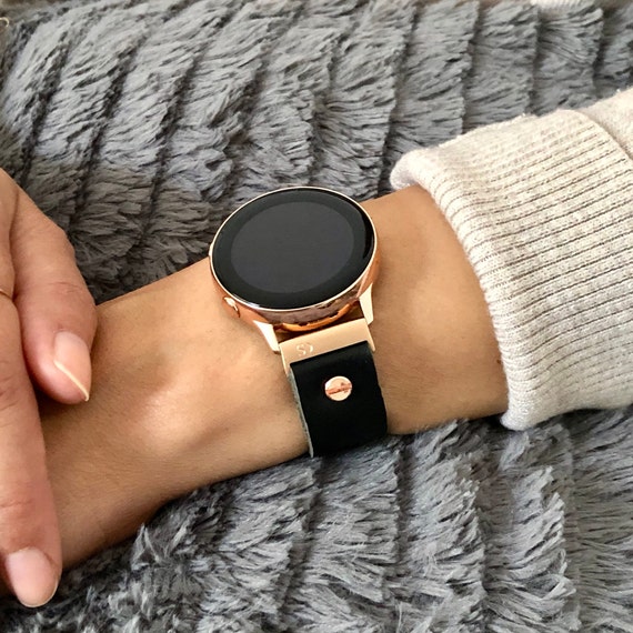 Rose Gold Samsung Galaxy Watch 6 Band Black Leather Galaxy Watch 5 Bracelet  40mm 44mm Adjustable Rose Gold Watch Band, 20mm Watch Band - Etsy Denmark