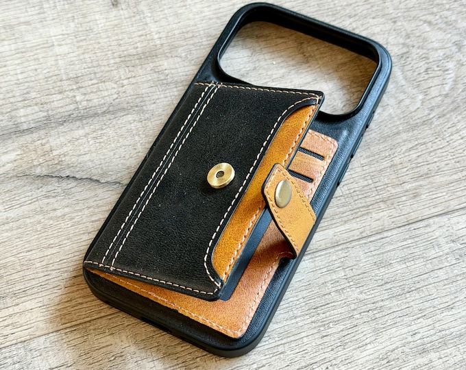 Slim Leather iPhone Case Wallet 17/16/15/14 Personalized Card  Holder Cash Pocket