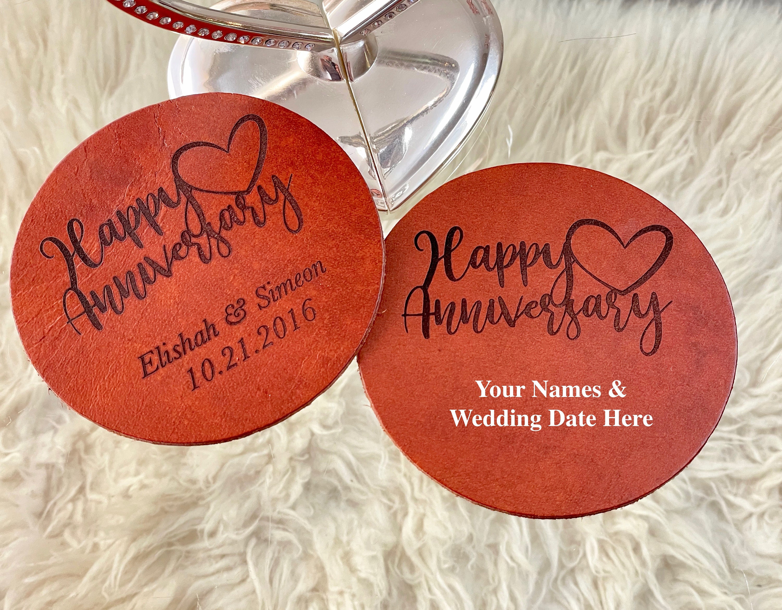 3 Years Anniversary Gift. Personalized Leather Coasters Etsy UK