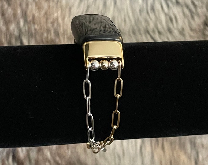 Two Tone 14K Gold Filled & Sterling Silver Paperclip Chain Fitbit Luxe Bracelet Strap Women Fitbit Luxe Band Dainty Fitbit Luxe Jewelry