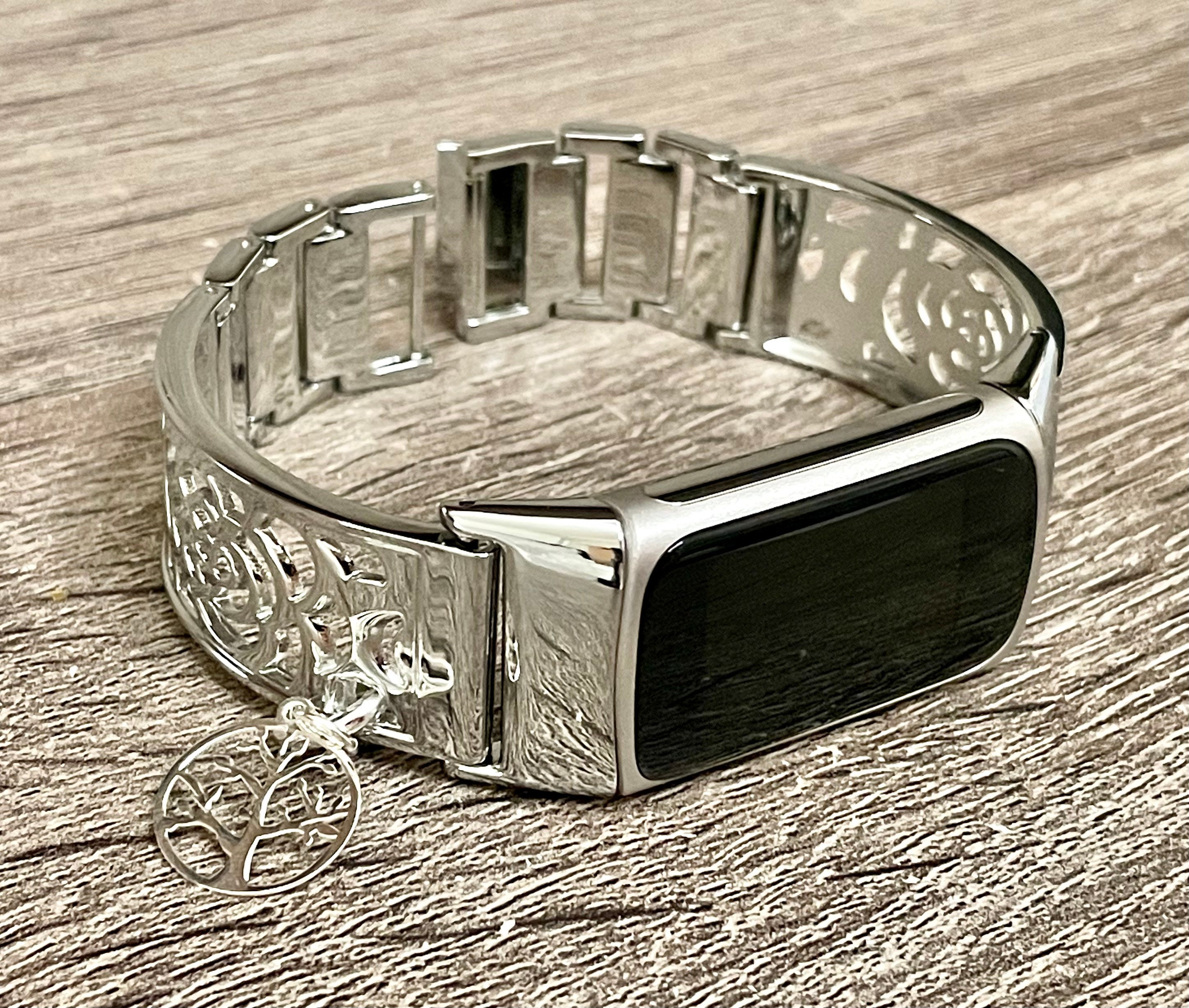 Silver Fitbit Charge 5 Band Women Fitbit Charge 5 Bracelet Fitbit Charge 5  Charm Bangle Fitbit Charge 5 Heart Medallion Band 