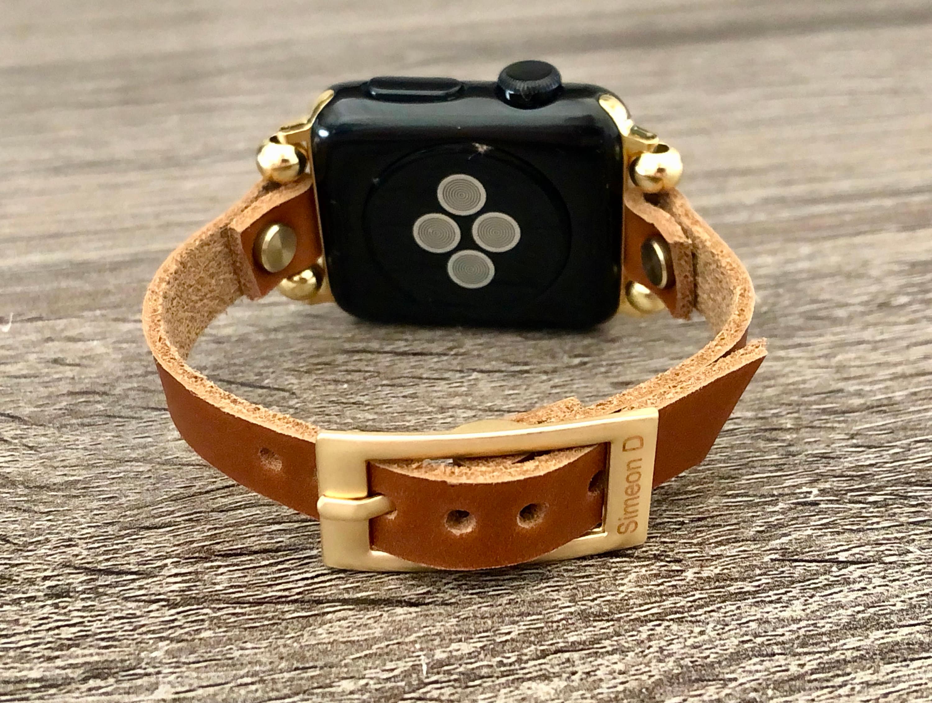 Gold Apple Watch Leather Band Women iWatch Bracelet Slim Apple Watch Strap iWatch Wristband 38mm