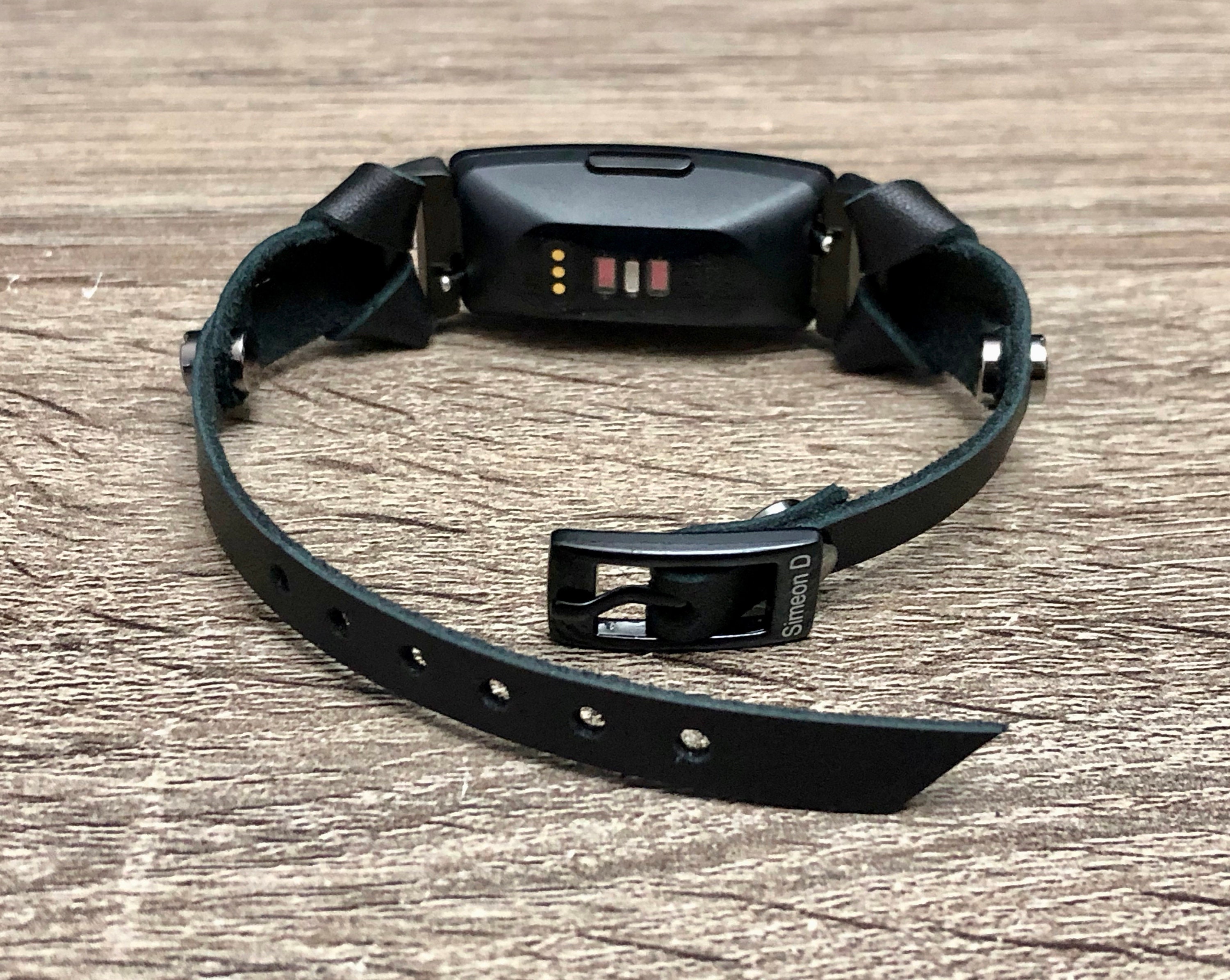 Black Leather Fitbit Inspire 2 Band, Slim Fitbit Inspire 2 Strap