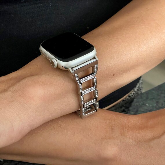 Silver Apple Watch Band Series 9/8/7/6/5/4/3/se/ultra 2 for Iwatch Band 38  40 41mm 42 44 45 49mm Stones Watch Strap Women Apple Watch Charms - Etsy