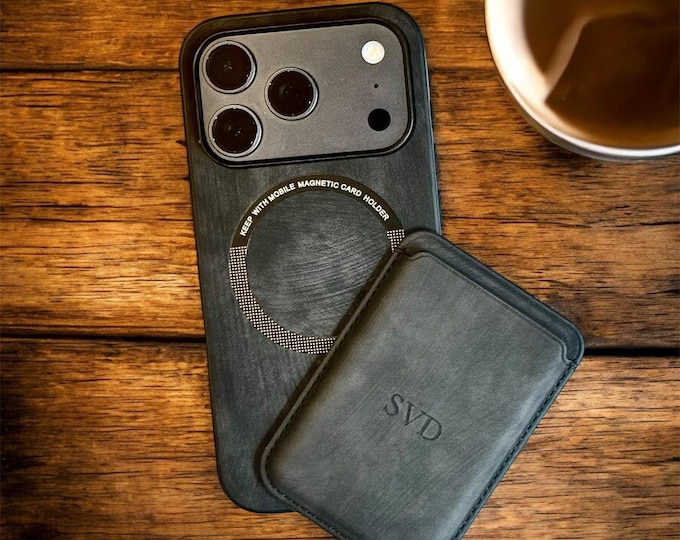 Slim Suede Leather iPhone Case, Personalized Magnetic Wallet 17/16/15 Pro, Max, Plus