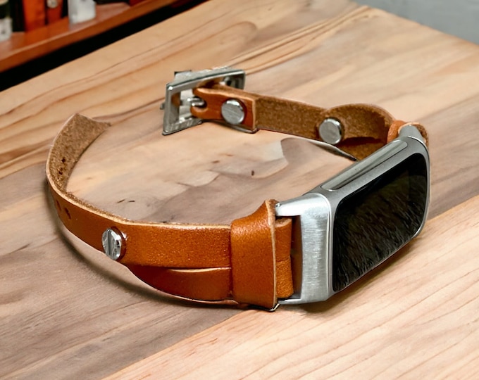 Charge 6 Band - Slim Brown Leather Fitbit Charge 6 Strap & Bracelet for Women, Minimalist Style, Adjustable Fitness Accessory
