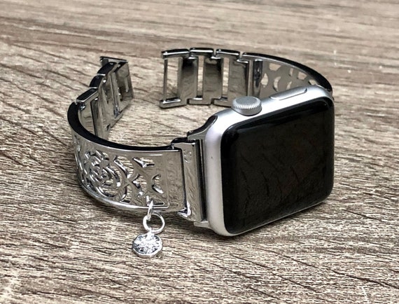 Designer Band with Charms Decor Compatible with Apple Watch Band 38mm 40mm  41mm 42mm 44mm 45mm 49mm Women Men, Stylish Silicone Sport Wristbands for  iWatch Series 8 7 6 5 4 3