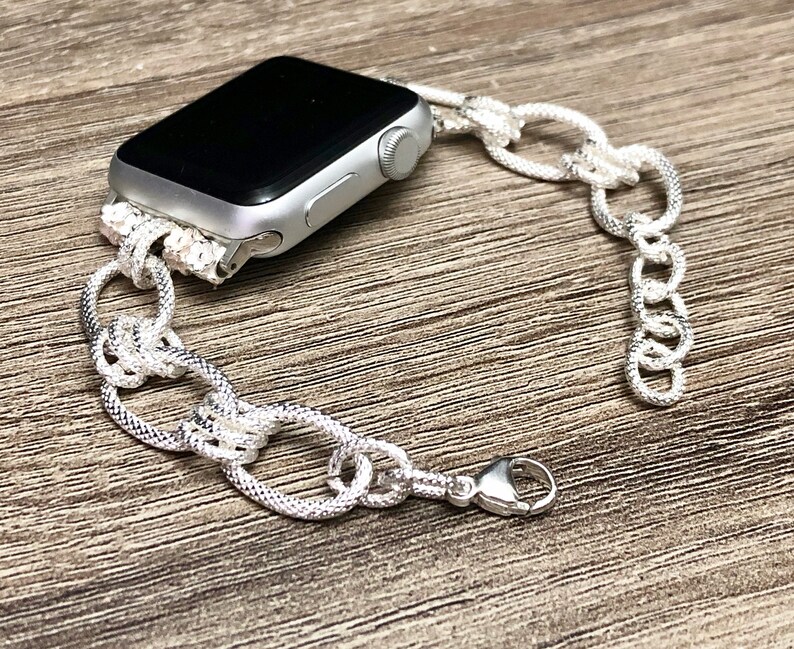 Elegant Silver Apple Watch Chain Bracelet Women 38mm 40mm Etsy
