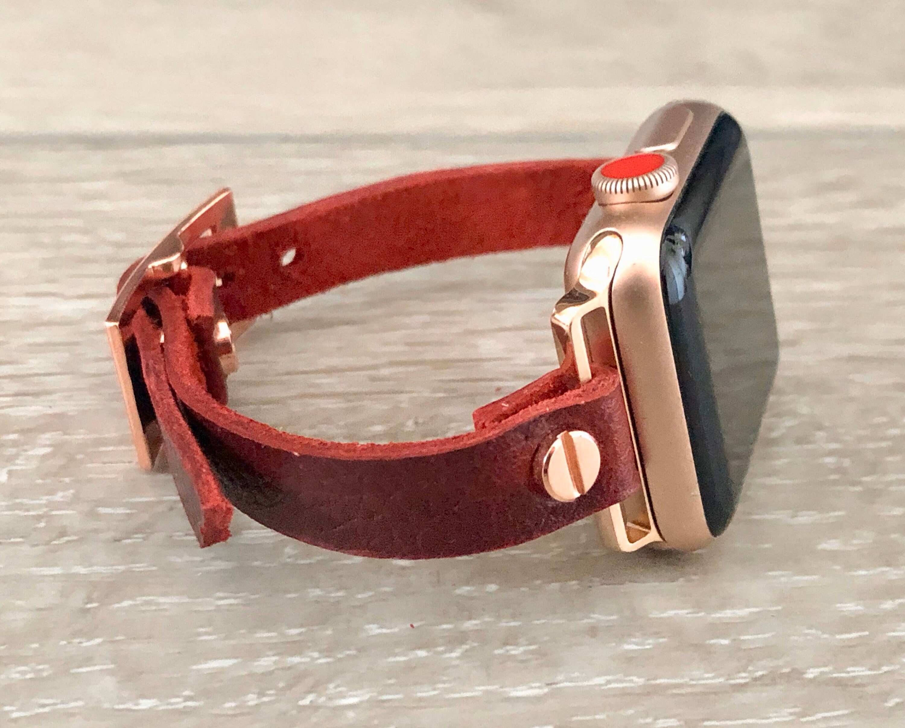 Wine Red & Rose Gold Apple Watch Band 38mm 40mm 42mm 44mm Etsy