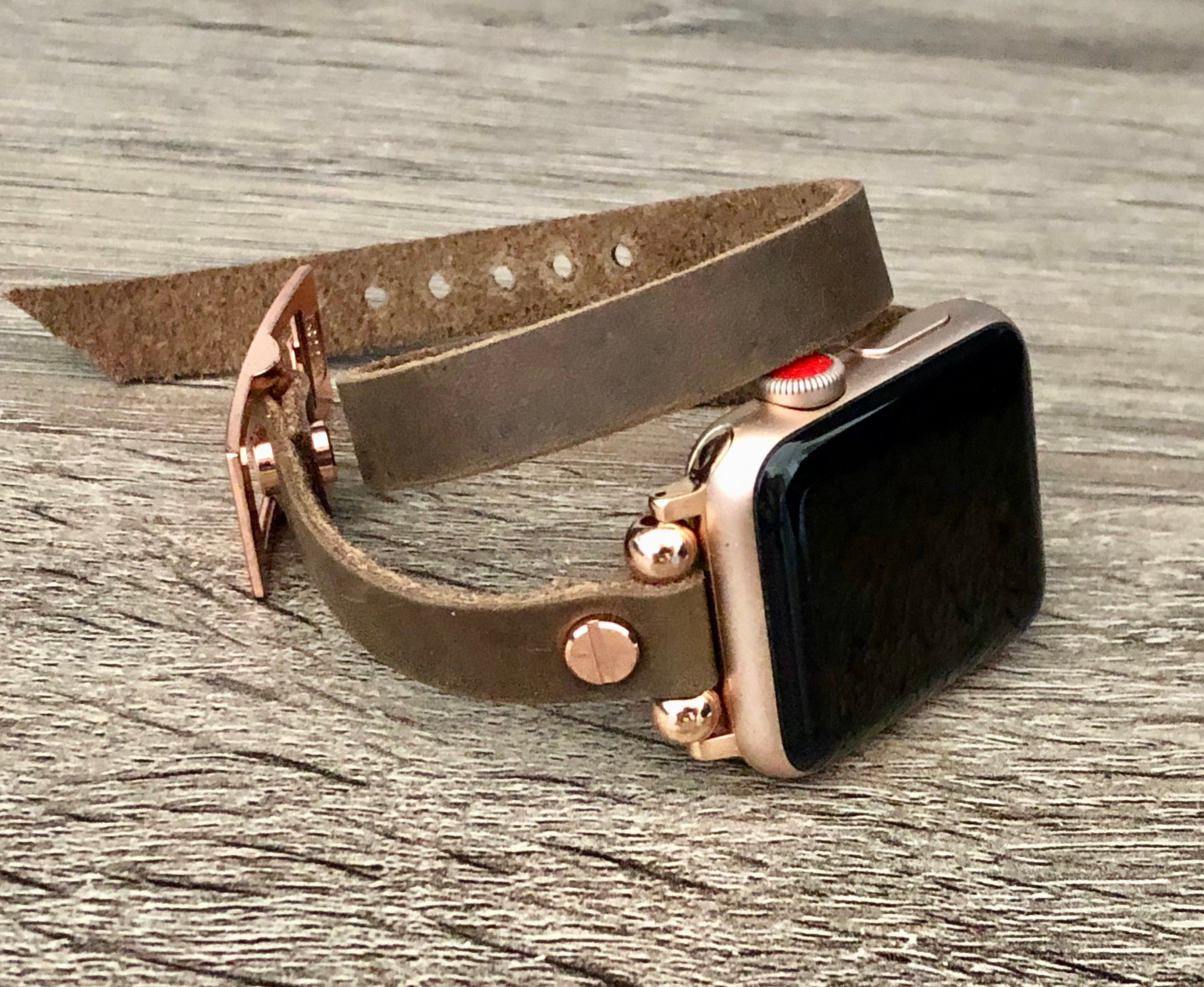 Rose Gold Apple Watch Band 38mm 40mm 42mm 44mm Distressed Leather