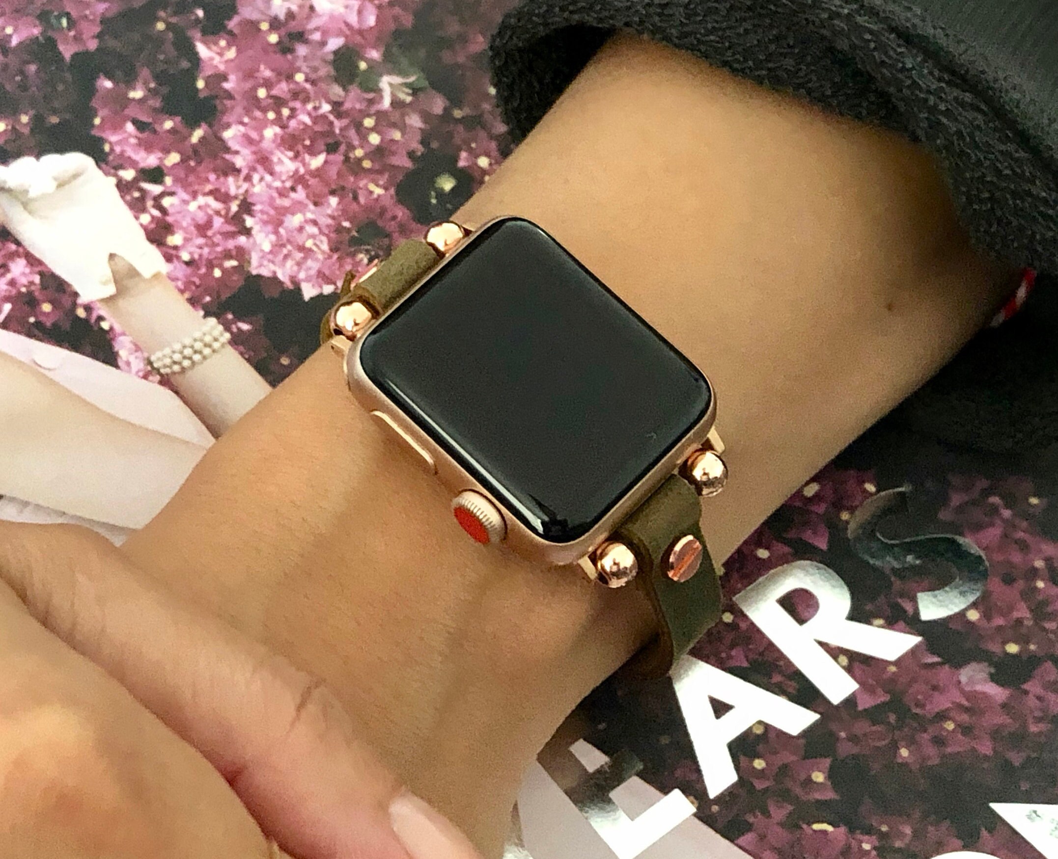 Apple Watch Band 38mm 40mm 42mm 44mm Leather Bracelet Rose Gold iWatch