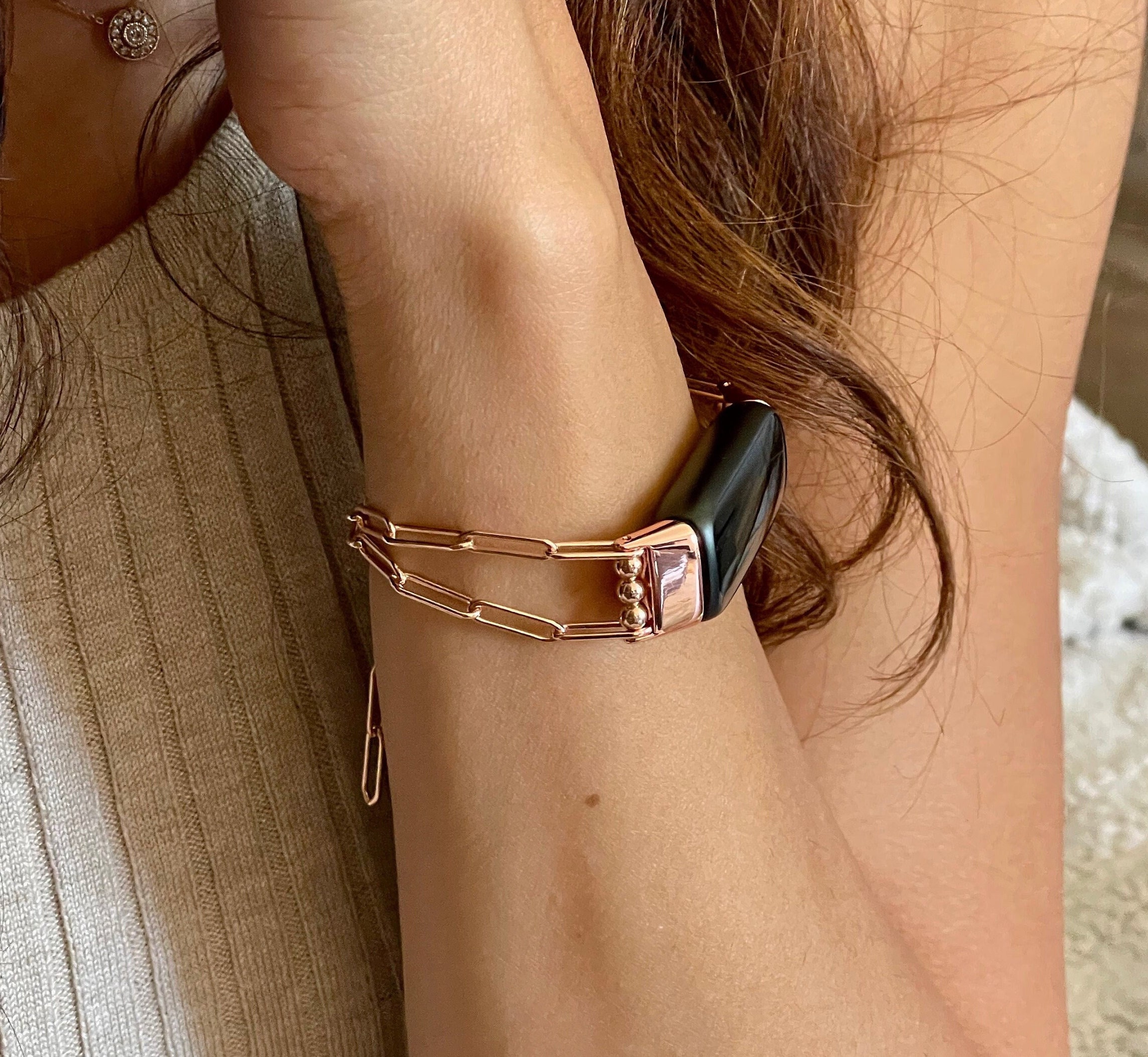 14K Rose Gold Filled Fitbit Luxe Chain Bracelet Women - Etsy