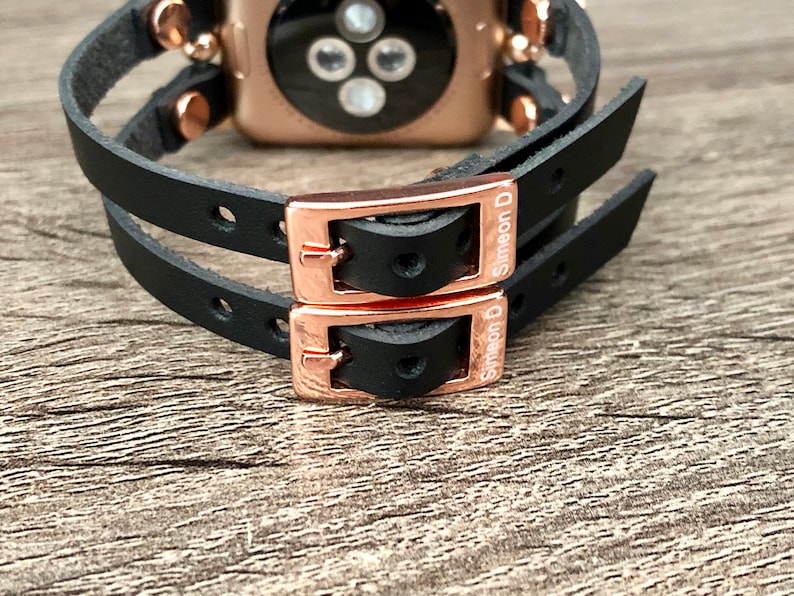Rose Gold Apple Watch Band 38mm 40mm 41mm 42mm 44mm 45mm Leather Apple Watch Strap Bracelet Women iWatch Band Jewelry Apple Watch Wristband
