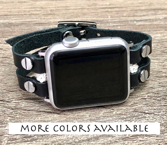Apple Watch Band 38mm 40mm 42mm 44mm mujeres negro genuino | Etsy México