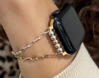 Apple Watch Armband zweifarbig: 14K Gold Fill & Sterling Silber Kettenarmband