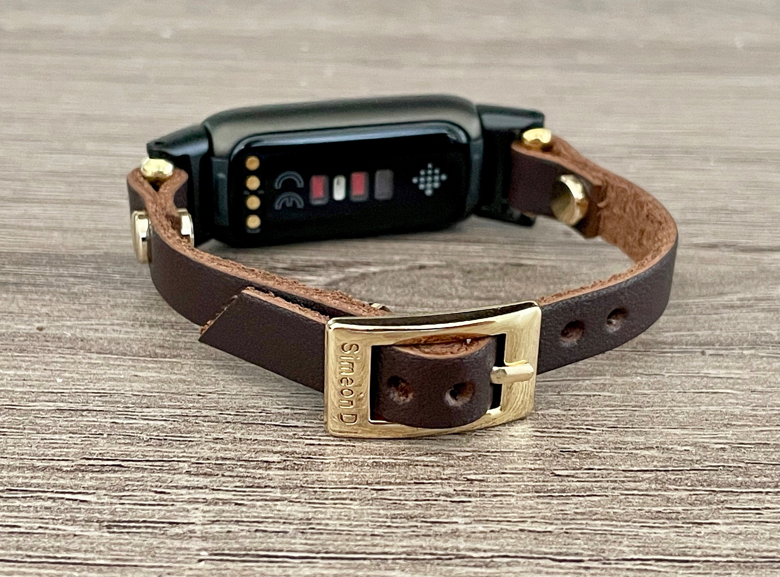 Dark Brown Italian Leather Fitbit Luxe Bracelet Women Fitbit Luxe Slim