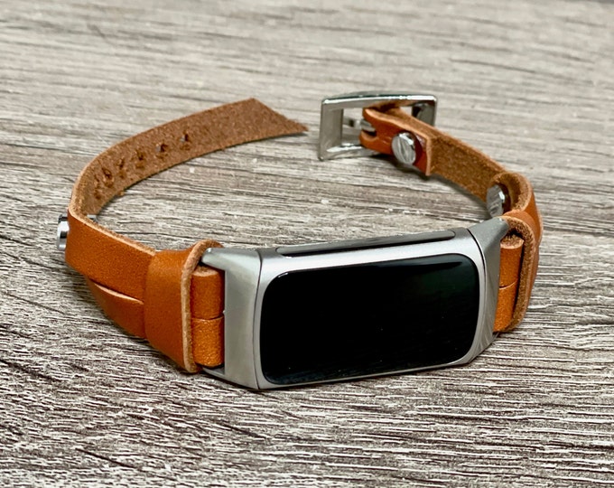 Slim Leather Fitbit Charge 5 Bracelet Brown Fitbit Charge 5 Band, Formal Style Watch Strap Office Wear Fitbit Charge 5 Strap Band | Simeon D