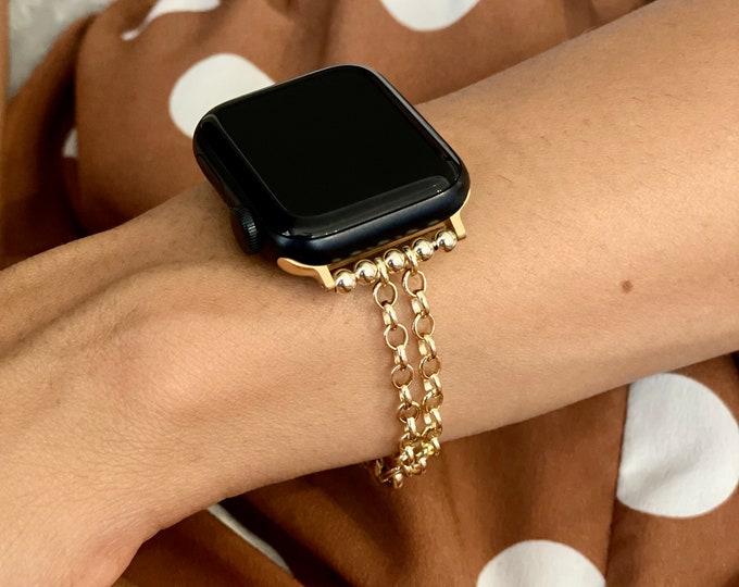 Apple Watch Band Gold Filled Chain Strap, Dainty Women's Bracelet