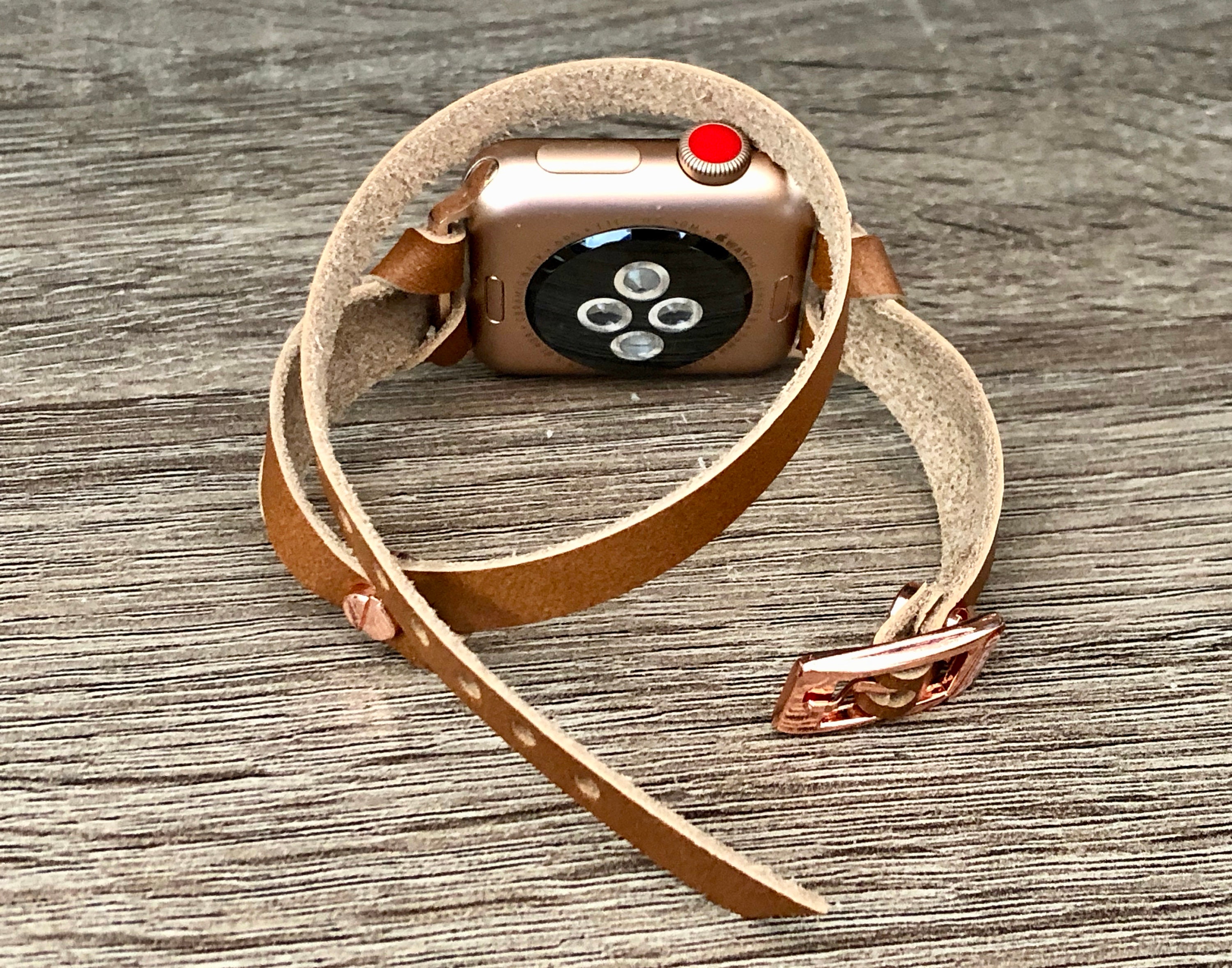 Leather apple watch online band rose gold