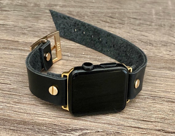 Apple watch negro con correa dorada new arrivals