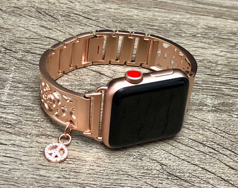 Rose Gold Apple Watch Charm Band 40mm 41mm 44mm 45mm Women Etsy