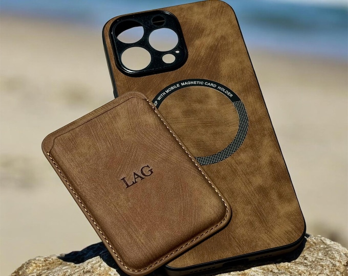 Suede Leather iPhone Case 17, 16, 15, 14 Pro/Max/Plus, Personalized Magnetic Wallet