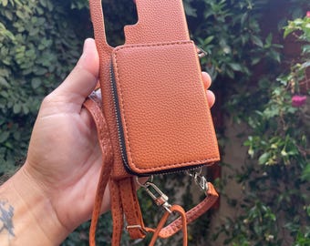Personalized Leather Crossbody Phone Case for Galaxy 24, 25, 23, Wallet with Strap