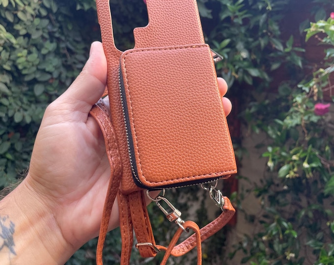 Crossbody Shoulder Strap Phone Case for Samsung Galaxy S24/S23/S22/S21 Plus Ultra FE - Personalized Elegant Grain Leather Zipper Card Wallet