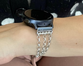 Bransoleta z potrójnym łańcuszkiem ze srebra próby 925 do zegarków Galaxy Watch 8, 7, 6, 5 i Ultra