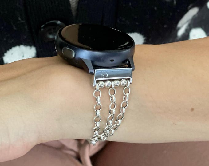 Sterling Silver Triple Chain Bracelet for Galaxy Watch 8, 7, 6, 5, Ultra