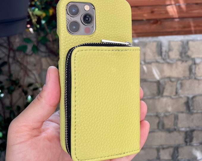 Personalized Crossbody Shoulder Strap Phone Case for iPhone 12/13/14/15/16 Pro Plus Max - Leather Phone Case - Elegant Zipper Card Wallet