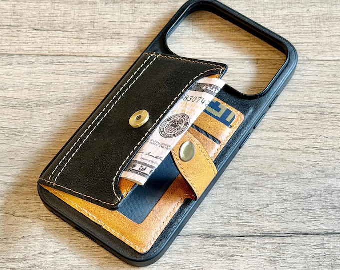 Leather Wallet iPhone Case 17 16 Pro 15 Max 14 Plus Air Personalized Card Holder