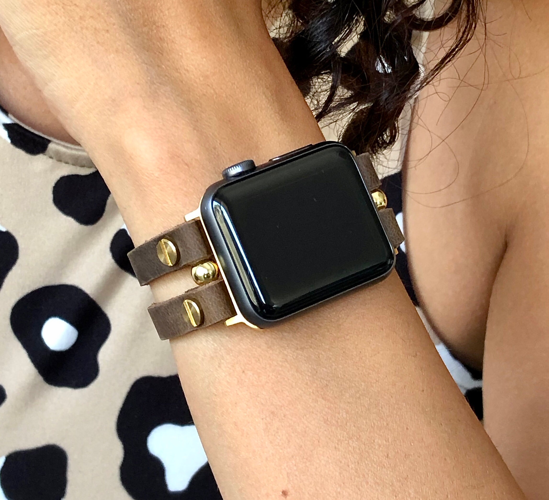 Rustic Leather Apple Watch Band 40mm 41mm 38mm 44mm 45mm Distressed Brown Leather iWatch Strap